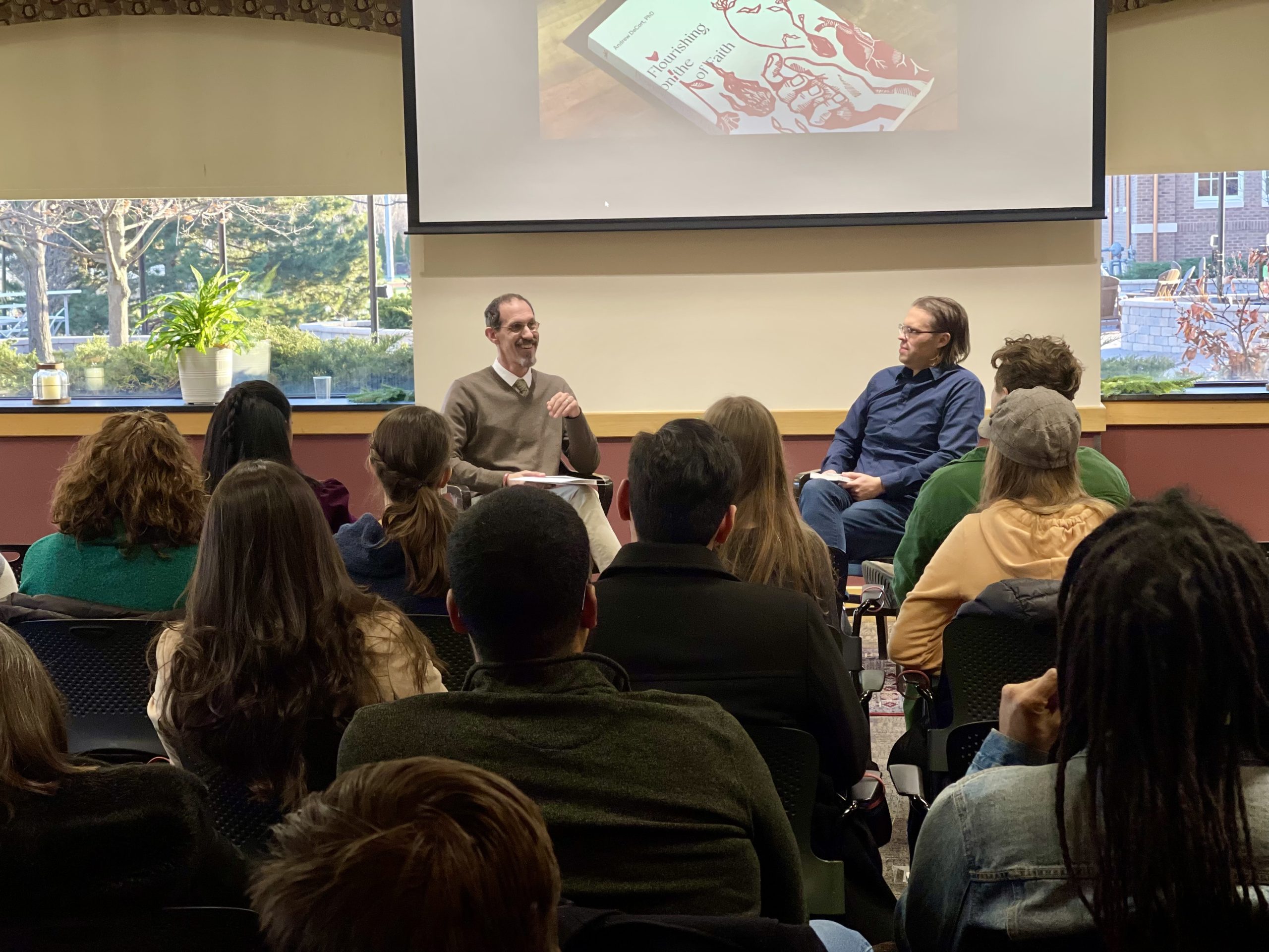 Dan Hasse and Andrew DeCort at the Flourishing on the Edge of Faith launch event