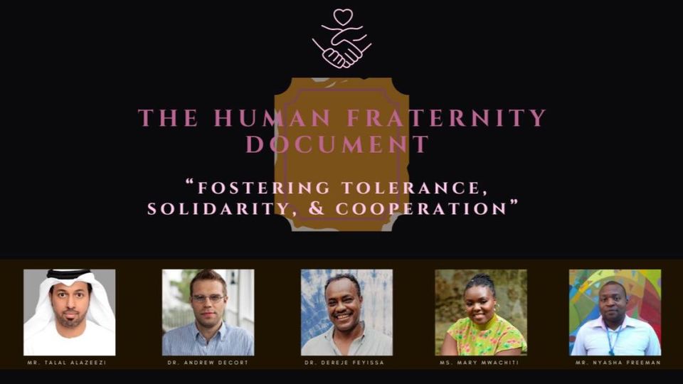 Human Fraternity webinar with Andrew DeCort hosted by the United Arab Emirates Embassy in Ethiopia